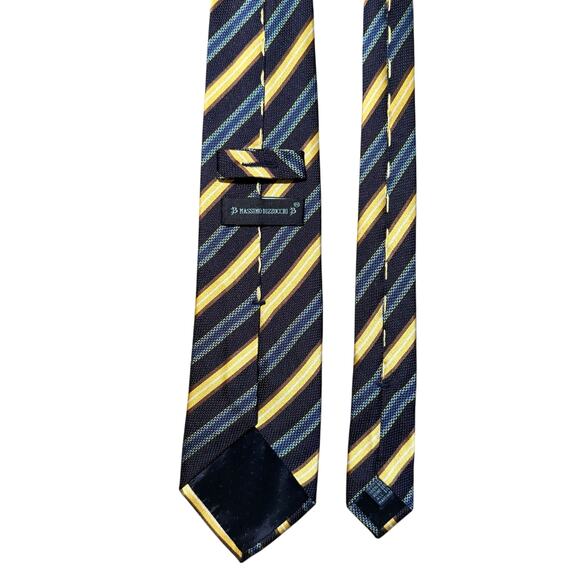 Massimo Bizzocchi Silk Tie Necktie Stripes Striped Blue Gold Made in Italy - Picture 5 of 8